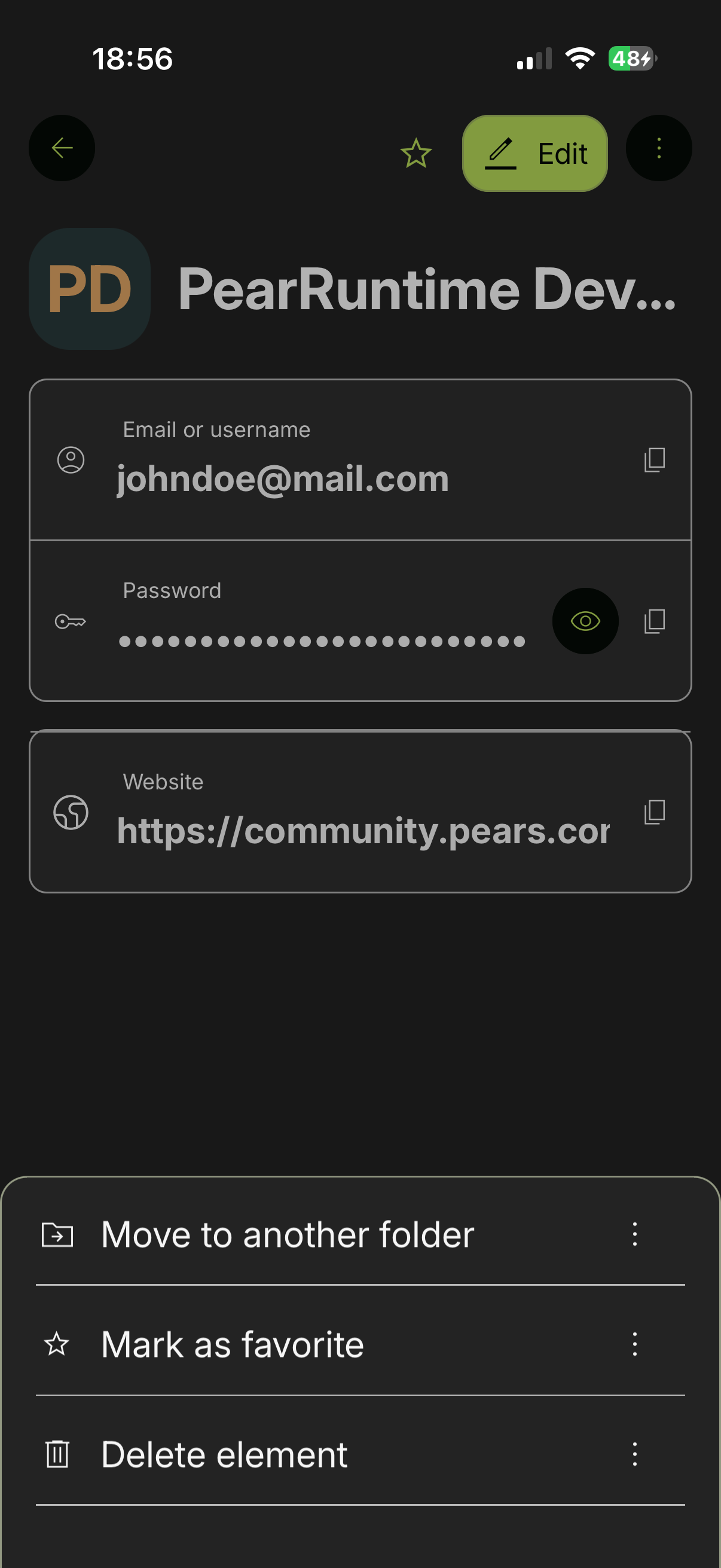 Mobile delete element